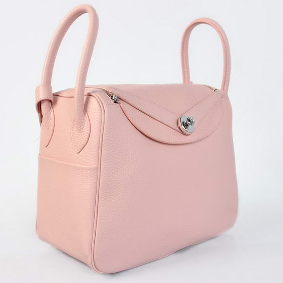 High Quality Replica Hermes Lindy 30CM Havanne Handbags 1057 Pink Leather Silver Hardware - Click Image to Close